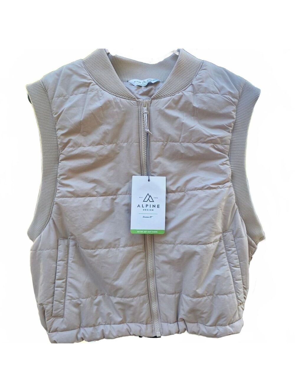 Wmn's Large - NWT Alpine Design Women's Beige Quilted Puffer Vest